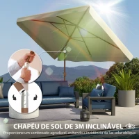 Outsunny Chapéu de Sol de Jardim 300x200 cm com Ângulo Ajustável Mastro de Alumínio Manivela e Proteção UV 50+ Bege(m-4)