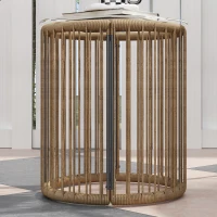 Outsunny Set Mobilier din 3 Piese din Ratan pentru Grădină cu Scaune și Măsuță de Cafea, 72x73x77 cm, Natural(m-9)