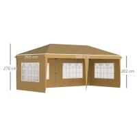 Outsunny 3 x 6m Pop-Up Gazebo, with Removable Walls -  Khaki(m-3)