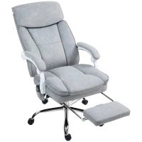 HOMCOM Scaun de Birou cu Masaj prin Vibrații, Roți Pivotante și Înălțime Reglabilă, 66x60x113-121 cm, Gri(m-11)