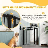 PawHut Barreira de Segurança para Cães Extensível 76-104 cm Barreira para Animais de Estimação com 2 Extensões Duplo Bloqueio Preto(m-7)