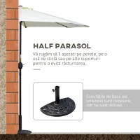 Outsunny Umbrelă Semicirculară de Perete cu Manivelă și 5 Spițe, 2.6x1.35x2.3 m, Bej(m-4)