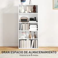 HOMCOM Estantería con 3 Estantes Ajustables y Sistema Antivuelco para Oficina Salón o Dormitorio 60x24x133,5 cm Blanco(m-4)