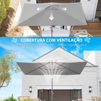 Outsunny Toldo de Substituição para Chapéu de Sol de 3x2 m Toldo de Reposição para Chapéu de Sol com Ventilação Superior Proteção UV 50+ Cinza(m-7)