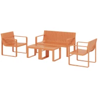 Outsunny Set de Mobilier de Grădină din 5 Piese cu Canapea, 2 Scaune și 2 Mese, 122x60,5x70 cm, Portocaliu(m-10)