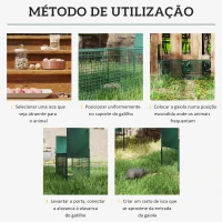 Outsunny Armadilha para Animais Vivos 60x18x20 cm com Porta Gaiola de Captura para Coelhos Raposas Pequenas Verde Escuro(m-5)