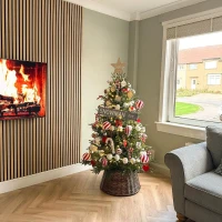 HOMCOM 5ft Bushy and Bare Artificial Christmas Tree - Green(m-12)