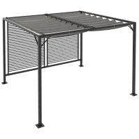 Outsunny 3 x 2.8m Metal Pergola, with Retractable Fabric Roof - Grey(m-1)