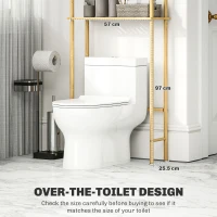 HOMCOM Unitate de Depozitare Deasupra Toaletei din Bambus cu 3 Rafturi, 63,5x25,5x181 cm, Lemn Natural(m-4)