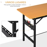 HOMCOM Bancada de Trabalho Dobrável Mesa de Trabalho Dobrável com Régua Transferidor 100x60x75,5 cm Madeira e Preto(m-6)