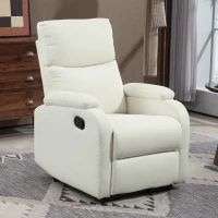 HOMCOM Fotoliu Recliner din In cu Suport Reglabil pentru Picioare, 69x91,5x103 cm, Alb crem(m-9)