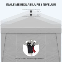 Outsunny Foișor Pliabil cu Înălțime Reglabilă, Uși, Ferestre și Geantă de Transport, 298x298x288 cm, Gri Deschis(m-6)