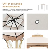 Outsunny Partytent in de tuin partytent paviljoen tuintent feesttent dubbel dak 3 x 3 m(m-8)