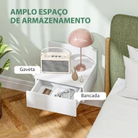 HOMCOM Conjunto de 2 Mesas de Cabeceira Flutuante Conjunto de 2 Mesas de Cabeceira de Parede com Gaveta 43x36,5x30,5 cm Branco(m-5)
