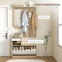 HOMCOM Three-in-One Hallway Storage Set - Natural Wood Finish/White(m-4)