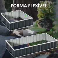 Outsunny Caixa de Plantio de Aço Inclui Luvas Caixa de Plantio Retangular para Cultivos de Plantas e Flores para Terraço Balcão Exterior 174x90x30 cm Cinza(m-6)
