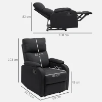 HOMCOM Fotoliu Recliner din In cu Suport Reglabil pentru Picioare, 69x91,5x103 cm, Negru(m-3)