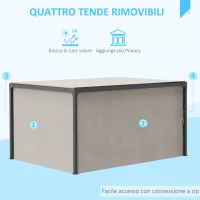 Outsunny Gazebo Pergola con Tende Laterali e Tetto Apribile in Alluminio e Acciaio, 3x3m, Beige(m-5)
