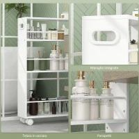 HOMCOM Carrello da Cucina e Bagno Salvaspazio a 3 Livelli con Barre Laterali e Ruote con Freni, Bianco(m-6)