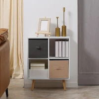 HOMCOM Freestanding 4 Cube Unit Cabinet Unit w/ 3 Fabric Drawers Handles Home Office Storage Shelves(m-9)