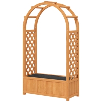 Outsunny Hochbeet Pflanzkasten mit Rankgitter, Gebogendach Spalier Pflanzkübel Holz 83 x 36 x 145cm Hellbraun