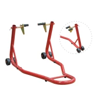 HOMCOM Cavalete Universal tipo Suporte Dianteiro de Mota Portátil e Móvel – Cor Vermelho – Aço – 80x50x40 cm(m-9)