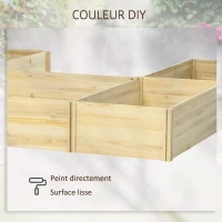 Outsunny Lot de 5 bacs jardinières potagers modulables pour extérieur en bois de sapin, dim. 230L x 230l x 28H cm bois naturel(m-5)