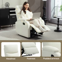HOMCOM Fotoliu Recliner din In cu Suport Reglabil pentru Picioare, 69x91,5x103 cm, Alb crem(m-8)