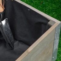 Outsunny Strat Înălțat de Grădină cu Roți, Frână și Strat din Nețesut cu Orificii de Drenaj, 96x30.6x30 cm, Gri Deschis(m-8)