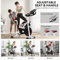 HOMCOM Exercise Bike, 8kg Flywheel Stationary Bike Indoor Cycling Machine with Adjustable Resistance Seat Handlebar, Black(m-7)