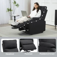 HOMCOM Fotoliu Recliner din In cu Suport Reglabil pentru Picioare, 69x91,5x103 cm, Negru(m-8)