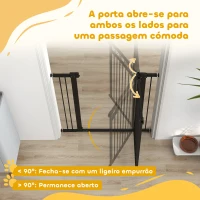PawHut Barreira de Segurança para Cães Extensível 76-104 cm Barreira para Animais de Estimação com 2 Extensões Duplo Bloqueio Preto(m-8)