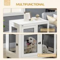 PawHut Cușcă pentru Câini de Talie Mare cu 2 Uși Blocabile, Picioare Reglabile și Pernă Lavabilă, 94x60x71.5 cm, Alb(m-5)