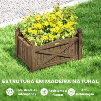 Outsunny Floreira de Madeira Elevada para Cultivar Plantas Flores Ervas Floreira Retangular 60x39x37 cm Castanho Escuro(m-6)