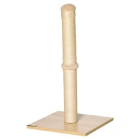 PawHut Stâlp de Zgâriat pentru Pisici cu Bază din PAL, 34x34x60 cm, Bej(m-11)