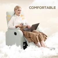 HOMCOM Fotoliu Recliner din In cu Suport Reglabil pentru Picioare, 69x91,5x103 cm, Alb crem(m-6)