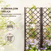 Outsunny Floreira com Treliça de PP com Drenagem e Amplo Espaço para Plantas Trepadoras Vaso com Suporte para Jardim 120x40x135 cm Marrom(m-4)