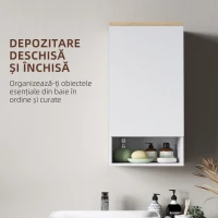 HOMCOM Dulap pentru Baie cu Rafturi Ajustabile și Compartiment Deschis, 40x27x77 cm, Alb(m-4)