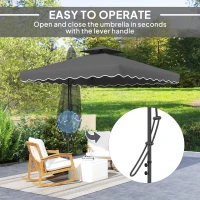 Outsunny 2.5m Cantilever Parasol with Easy Lever, Square Double Top Garden Parasol Umbrella with Ruffles and Cross Base, Overhanging Outdoor Sun Shades, Black(m-4)