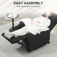 HOMCOM Fotoliu Recliner din In cu Suport Reglabil pentru Picioare, 69x91,5x103 cm, Negru(m-7)
