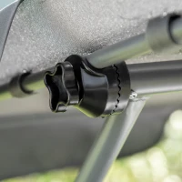 Outsunny Sonnenliege rollbar Gartenliege mit Dach Liegestuhl mit Kopfkissen wasserabweisend und UV-beständig Campingliege bis 220kg belastbar für Garten, Balkon, Grau(m-10)