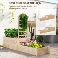 Outsunny Floreira Exterior de Madeira com Treliça para Plantas Trepadoras e 2 Caixas de Cultivo  222x63x132 cm Madeira(m-5)
