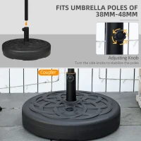 Outsunny Bază pentru Umbrele cu Stâlpi Ø38/48mm și Umplere cu 25 kg de Apă sau 35 kg de Nisip, Ø56x30.5 cm, Negru(m-4)