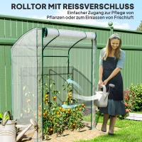 Outsunny Gewächshaus mit Tür Gebogendach winterfest Foliengewächshaus aus Stahl, Treibhaus 128 x 70 x 170 cm Transparent(m-4)