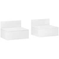 HOMCOM Conjunto de 2 Mesas de Cabeceira Flutuante Conjunto de 2 Mesas de Cabeceira de Parede com Gaveta 43x36,5x30,5 cm Branco(m-1)