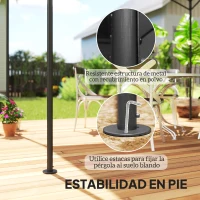 Outsunny Cenador para Jardín con Techo Resistente Cúpula Elegante y Estructura Metálica con Estacas 290x194,5x256 cm Gris(m-6)