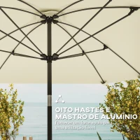 Outsunny Chapéu de Sol de Exterior 233x233 cm Chapéu de Sol de Jardim com Ângulo Ajustável Impermeável Creme(m-7)