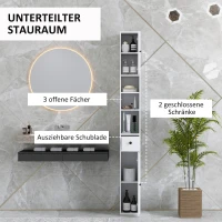 HOMCOM Szafka Łazienkowa, Wysoka i Wąska, Zamykane i Otwarte Przestrzenie, Biała(m-4)