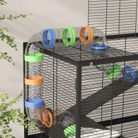 PawHut 5 Tier Large Hamster Cage on Wheels with 17 cm Deep Tray, Storage Shelf for Syrian, Gerbil, Rats(m-9)