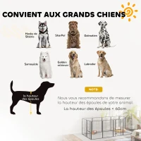 PawHut Parc pour chien, enclos chien 12 panneaux modulable et pliable, portable en acier avec porte 68 x 100 noir(m-7)